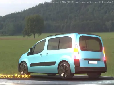 City Car 64 Utility Vehicles Van Type-D Blue Low-poly 3D model