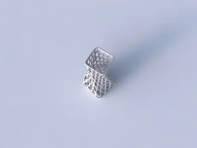 Vase twisted larger opening quadratic with bubble grid lattice 3D print model