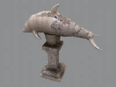 Dolphin Garden Decoration statue Low-poly 3D model