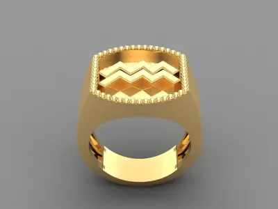 Aquarius Ring Version 2 For Print STL 3D print model