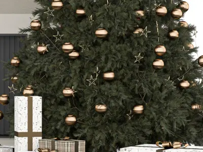 CHRISTMAS TREE AND DECORATION 3D model