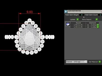 Jewelry Ring Gold Pear 3D print model