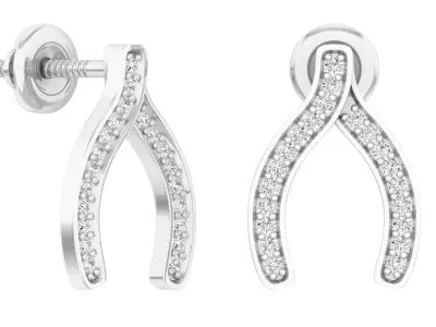 AV 303 White Diamond Ladies Horse Shoe Earrings 3D print model