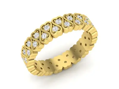 AV 452 White Diamond Heart Shape Eternity Band 3D print model
