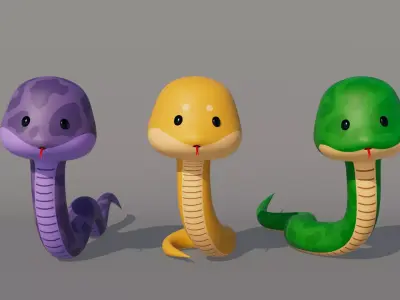 Rigged Cartoon Snake Low-poly 3D model
