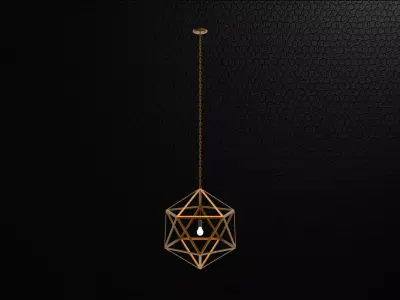 lantern A geometric pendant light in gold 3D model