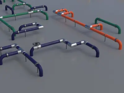 Wall Ground Pipes Asset Pack 3D model