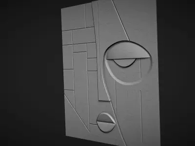 Cubist Face Art Wall Decor for Cnc Carving 3D print model