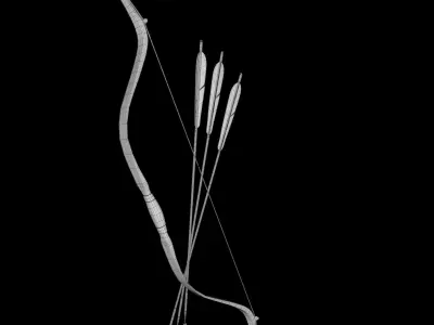 Traditional Manchu bow with rig 3D model