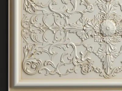Rosette 4 ornate wall panel 3D model