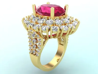 Gemstone rings - Oval stone ring - Diamond rings - N3687 3D print model