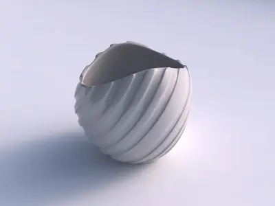 Bowl compressed 3 with twisted smooth ribbons 3D print model