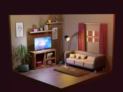 Living room 3D model 17