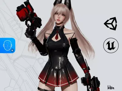 Cosmo Bunny Girl - Game-ready Low-poly 3D model