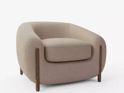 Lyla Chair-Sheepskin Camel 3D model