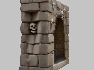 Stone Alcove Skull Low-poly 3D model