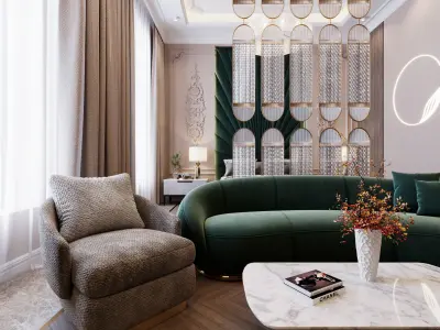 Green Luxurious Bedroom 3D model