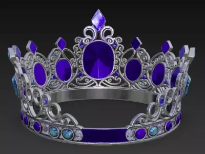 Luxury Golden Crown with Red Ruby Gems 3D model