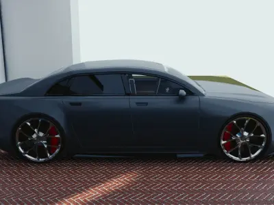 BLENDER EEVEE Brandless Small 4 door sedan Low-poly 3D model