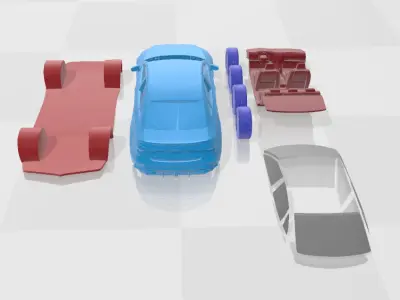 Audi RS3 Sedan 2025 - Separate Parts STL Model 3D print model