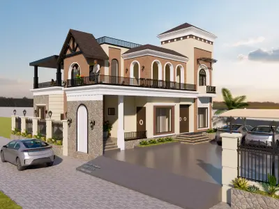 Luxurious Classical Modern Villa 3D Model Exterior 3D model