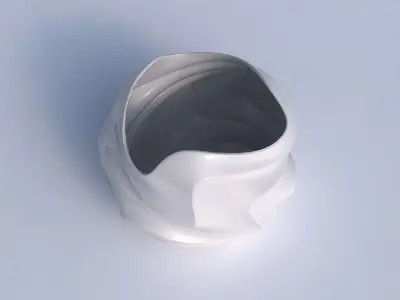 Bowl Spheric wavy with pronounced horizontal sections 3D print model