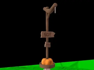 Lantern decor halloween signal Low-poly 3D model