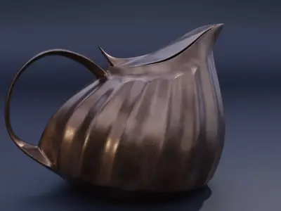 Antique Copper teapot Free 3D model