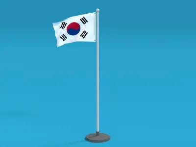 Low Poly Seamless Animated South Korea Flag Low-poly 3D model
