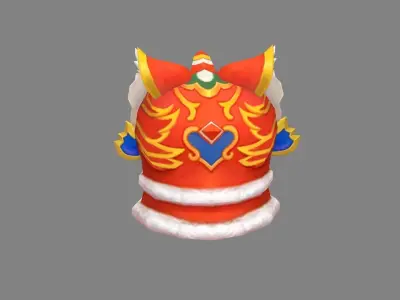 Cartoon lion dance head set  Low-poly 3D model