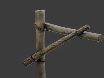 wooden street lamp - Low Poly Low-poly 3D model