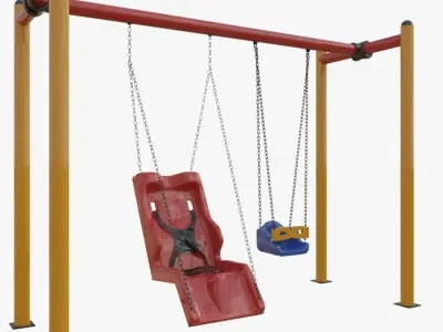 Playground Metal Non-Disabled Double Swings - 01 3D model