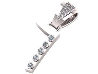 T shape pendant  gold  diamond 3D print model