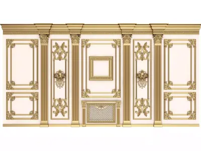 Boiserie Classic Wall with Mouldings 010 White Low-poly 3D model