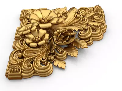Classic carved corner decor ornament cnc 3d printing stl 01 3D model