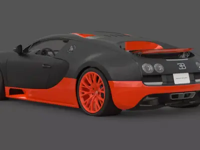 2010 Bugatti Veyron Super Sport 3D Model Hypercar Realistic Low-poly 3D model
