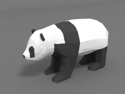 Low Poly Cartoon Panda Low-poly 3D model