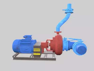 Pump Motor Inlet Outlet Low-poly 3D model