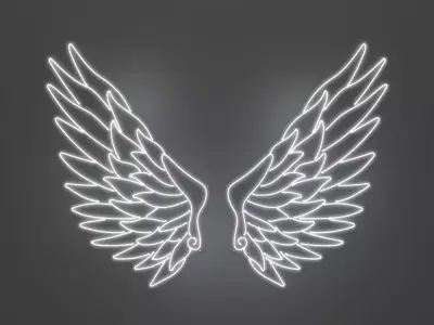 Angel Wings 3 - Neon Sign 3D model