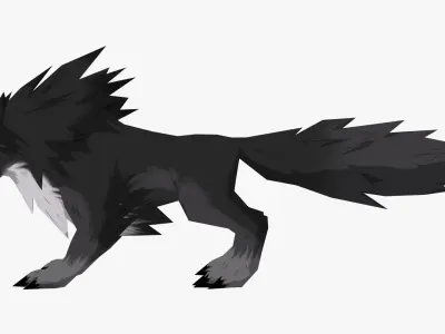 3D Anime Wolf Low-poly 3D model