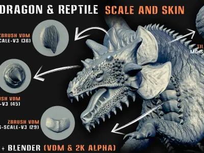 200 Dragon and Reptile Scale and Skin -VDM -Alpha -VOL03 3D model
