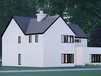 Realistic American House 3D Model Modern Suburban Home 3D model