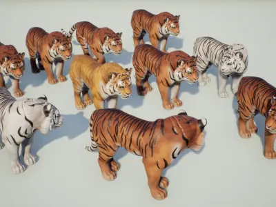 Tiger stylized Low-poly 3D model purchase