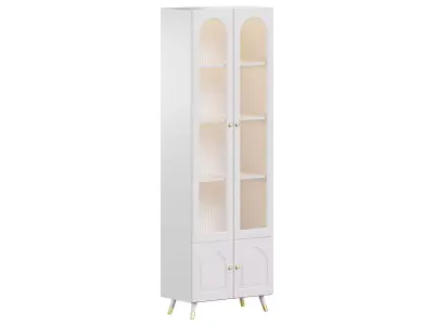 Cabinet Included White Closed Back Wooden Standard Bookcase 3 3D model