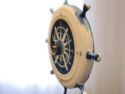 Nautical Ship Wheel blue Low-poly 3D model