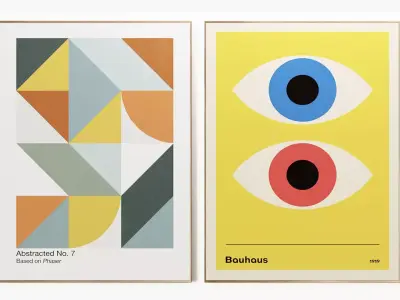 Bauhaus Multicolor Posters 3D model