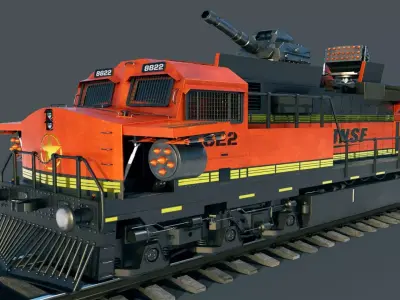 Train Engine Armoured with weapons 3D model