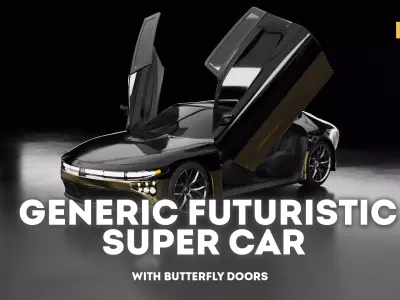 Generic Futuristic Vehicle Police Taxi Car with butterfly doors 3D model