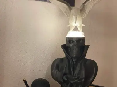 Skull lamp with eagle  open eyes 3D print model