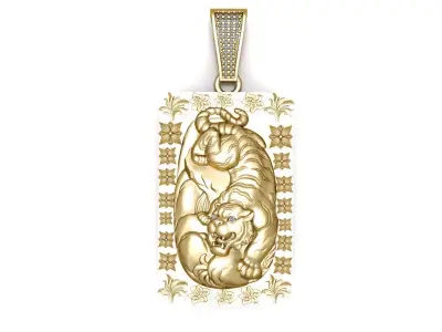 TIGER ATTACK PENDANT 3D PRINTABLE MODEL  3D print model